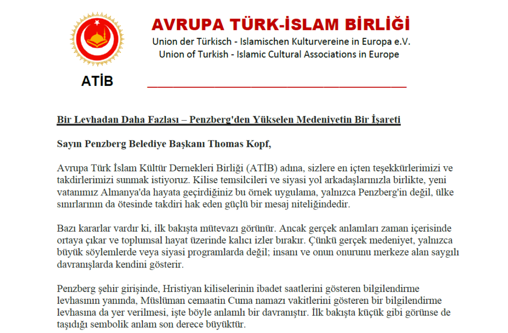 Penzberg’deki örnek uygulamaya ATİB’den teşekkür