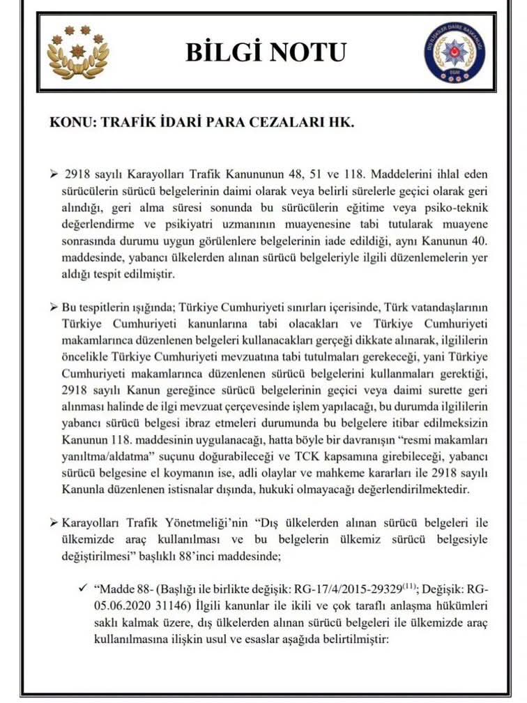 Yabancı ehliyetle ceza alanlara emniyetten önemli uyarı